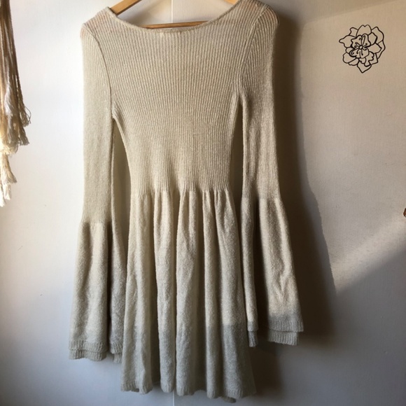 Womens Flowy Venus Light Sheer Dress Sleeves Long Small Cream - Picture 8 of 8